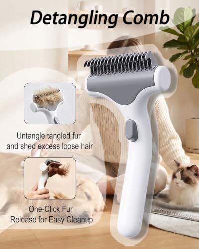 Undercoat Rake for Dogs & Cats, White - Image 3