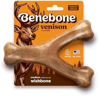 Benebone Wishbone Dog Chew Toy for Aggressive Chewers, Venison, Medium by Benebone