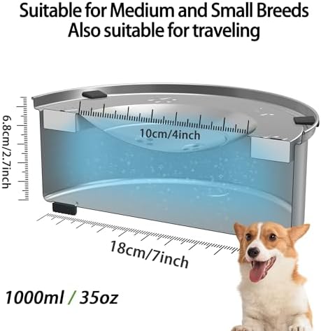 1L/0.26 Gallon Dog Water Bowl No Spill, Stainless Steel No Spill Water Bowl for Dogs, Slow Water Dog Bowl, No Splash Dog Water Bowls - Image 2