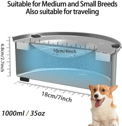 1L/0.26 Gallon Dog Water Bowl No Spill, Stainless Steel No Spill Water Bowl for Dogs, Slow Water Dog Bowl, No Splash Dog Water Bowls - Image 2