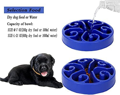 Dog Bowl Slow Pet Feeders Non Skid Bowl Dog Water Bowl Dry Food Bowl Slow Feeder Fun Slow Eating Bowl for Small Dog Large Dog Medium (Dark Blue, M)