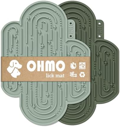 OHMO Lick Mat for Dogs&Cats, Cactus Shape, 2pcs, Camo&Sage Green by OHMO