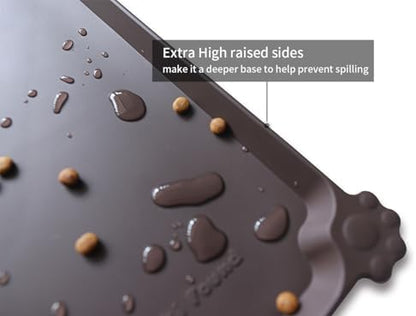 Hoki Found X-Large Silicone Non-Slip Pet Feeding Mats - Waterproof, Ideal for Dogs, Cats & Carpets - Dark Oak - Image 2