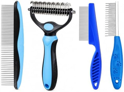 4 Pcs Pet Grooming Tool - With Metal Comb,Deshedding Brush,Flea Lice Comb by Unknown