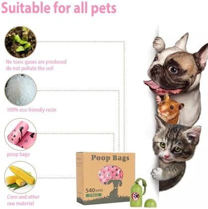Pink Dog Poop Bags Rolls with Dispenser Leak Proof 540 Count Unscented - Image 6