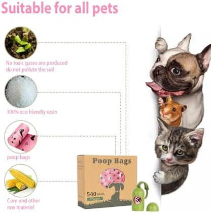 Pink Dog Poop Bags Rolls with Dispenser Leak Proof 540 Count Unscented - Image 6