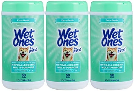 Wet Ones for Pets Hypoallergenic Dog Wipes, Fragrance-Free, 50 Count, 3-Pk by WetOnes