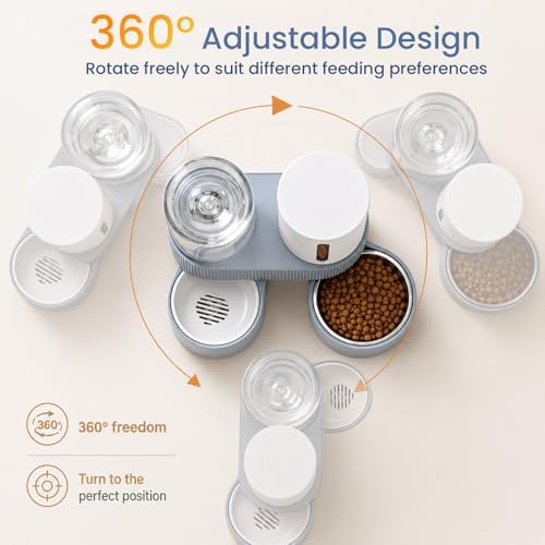 Gravity Cat Feeder and Water Dispenser 2 Pack Automatic Stainless Steel Feeder Bowls with Silicone Mat and Brush Set, Dry Food and Water Dispenser for Cats Small Medium Dogs(Blue) - Image 5