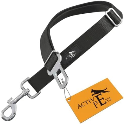 Active Pets Black Car Seat Belt for Dogs, Attaches to Harness & Collar, Adjustable 18" - 24" Travel Restraint System Fits Small - Large Pups for Safety & Comfort, Essential Pet Supplies & Accessories by ActivePets