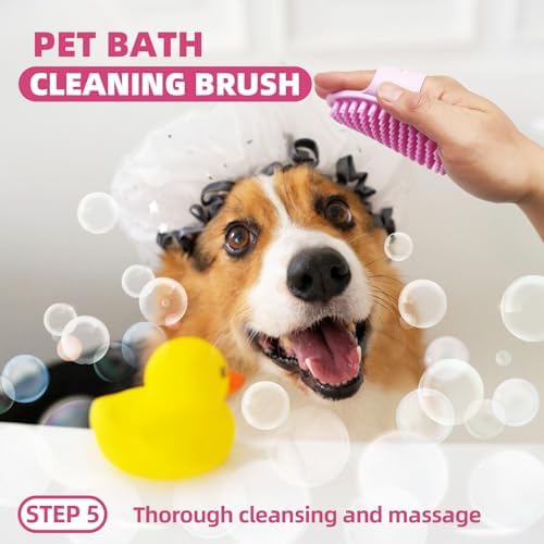 Pet Grooming Kit - 7 PCS Deshedding Brush Set with Slicker, Undercoat Rake, Bath Brush & Nail Clipper for Short & Long Haired Dogs, Cats (Pink) - Image 6