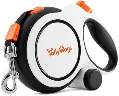 26ft Retractable Dog Leash for Large Dogs up to 110 lbs, White by TailyWags