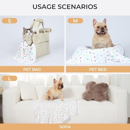Luciphia 1 Pack 3 Blankets Super Soft Cute Dot Pattern Pet Blanket Flannel Throw for Dog Puppy Cat Large(41x31), Brown - Image 2