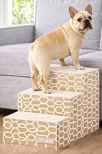 Pet Gear Pet Step III Pet Stairs, Cream Line Trellis Soft Step by PetGear