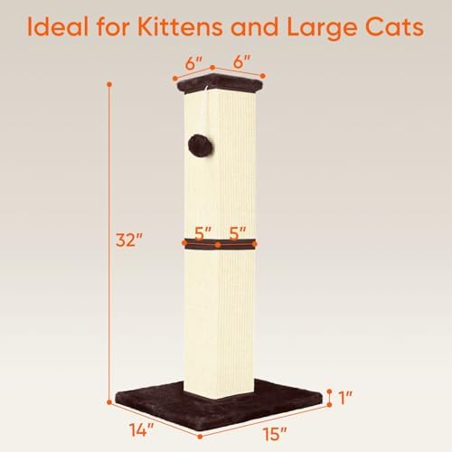 Cat Scratching Post for Indoor Cat, 32 Inch Large Cat Scratcher - Image 2