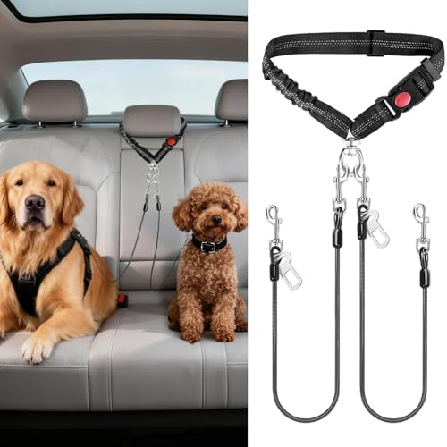 Idepet Dog Seat Belt for Car Stainless Steel 3 in 1 Dog Seatbelt 2Pcs Black - Image 5