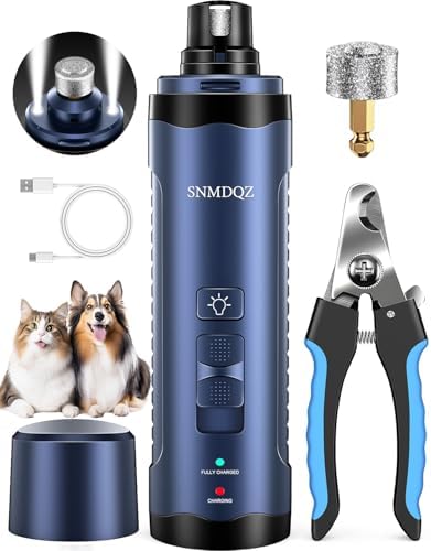Dog Nail Grinder, Dog Nail Trimmers, and Clippers Kit with 2 LED Lights. Super Quiet Electric Pet Nail Grinder, Rechargeable, for Small, Medium, and Large Dogs & Cats, 2 Diamond Grinding Wheels. by SNMDQZ