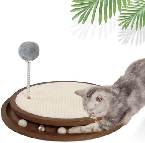 Cat Scratcher Toys Natural Sisal Pad Kitten Interactive Ball Track by LMUGOOS