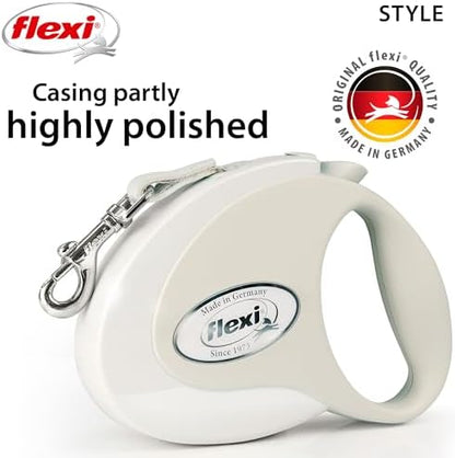 FLEXI® Style Tape Retractable Dog Leash, Medium, 16 ft - White/Grey - Image 4