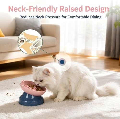 Ceramic Slow Feeder Cat Bowl, 15-Degree Tilted Non-Slip - Image 3