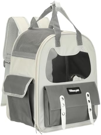 Cat Pet Backpack Carrier Gray 12"x8"x14" Travel Bag by Unknown