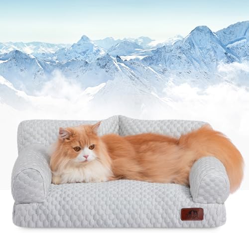 Hollypet Cooling Dog Couch Bed, Washable Pet Sofa, Gray, 24x18 - Image 2