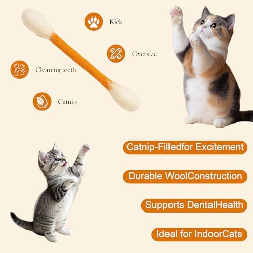 6 PCS Swabs Cat Toys with Catnip, Multi-Color Cotton Swabs Toys for Cat, Oversize Kitten Teething Chew Toy Dental Cleaning Cat Toy - Image 3