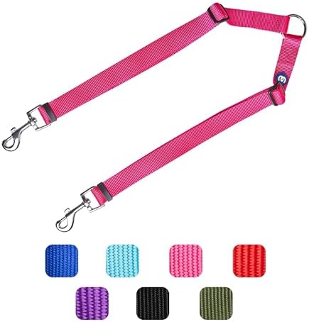 Blueberry Pet Essentials Durable Classic Double Dog Leash Coupler, French Pink, Medium/Large, Dual Walking & Training Leashes for Two Dogs - Image 6