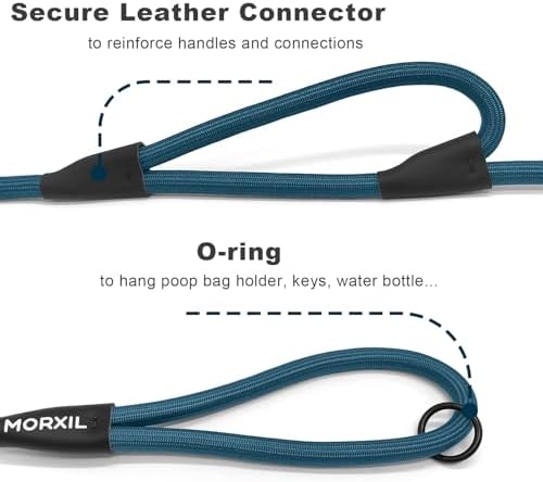 Rope Dog Leash with Two Handles, 6 Foot Heavy Duty Dog Leash with Aviation Aluminum Auto Locking Carabiner, Strong Nylon Pet Lead for Small, Medium, Large Dogs (Navy Blue, 6FT-Two Handle) - Image 5