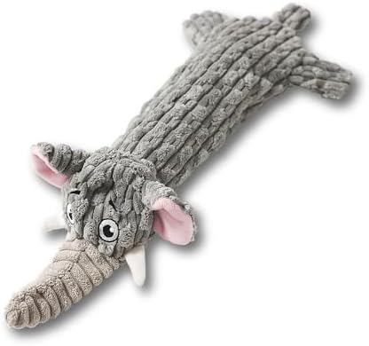 Dog Toys, Squeaky Plush No Stuffing Crinkle Dog Toy for Small Medium Large Dogs, Interactive Puppy Teething Water Bottle Dog Chew Toy (Elephant) by KrauzPet