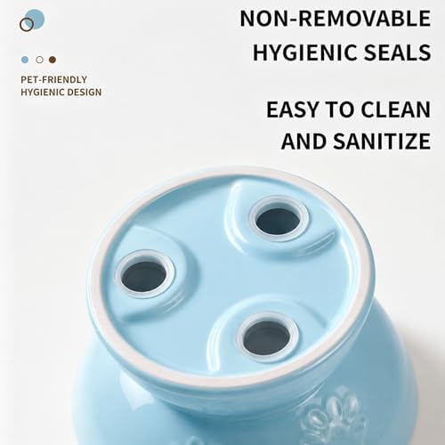 Ceramic Slow Feeder Cat Bowl, Elevated Tilted Design, Blue - Image 6