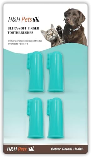 H&H Pets Dog Finger Toothbrushes - Professional Pet Finger Dental Brush Set for Dogs Puppies Cats, Soft Bristles, Size Small 4 Count-Silicon by H%26H+Pets
