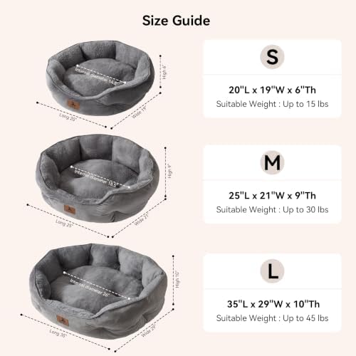 Asvin Medium Dog Bed for Medium Dogs, Cat Beds for Indoor Cats, Pet Bed for Puppy and Kitty, Extra Soft & Machine Washable with Anti-Slip & Water-Resistant Oxford Bottom, Grey, 25 inches - Image 6