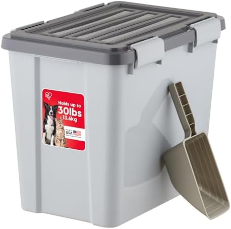 IRIS USA Dog Food Storage Container, Up to 30 lbs, Gray/Dark Gray by IRISUSA