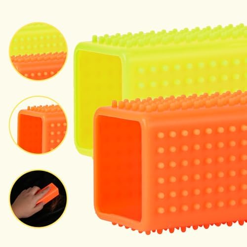 PEUTIER 2pcs Silicone Pet Hair Brushes, Convenient Block Roller Cleaner Reusable Pet Hair Carpet Brush Portable Carpet Cleaner Roller for Furnishings Sofa Carpets Couch Bedding (Yellow & Orange) - Image 7