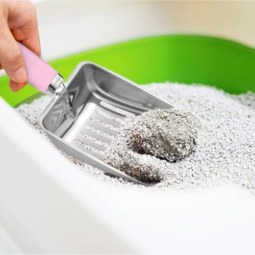 Cat Litter Scoop - Stainless Steel Metal Cat Litter Scoop-Sturdy Mesh Scooper - Mesh Shovel-Easy to Clean - Suitable for Cat Litter Box -Pink - Image 7