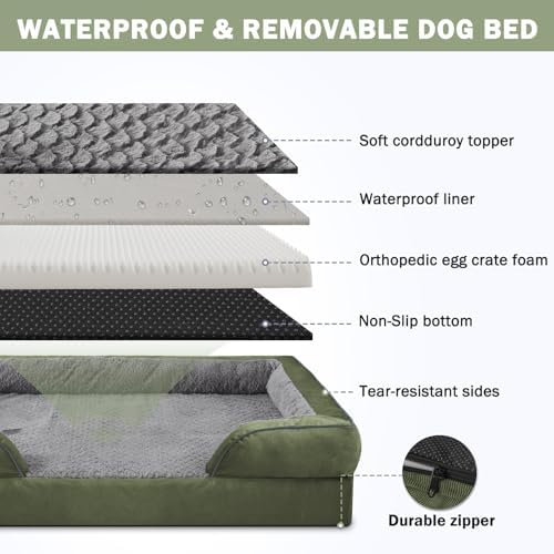 INVENHO Orthopedic Medium Dog Dogs, Egg-Crate Foam Dog Couch with Washable Removable Cover, Waterproof Lining and Nonskid Bottom - Image 4