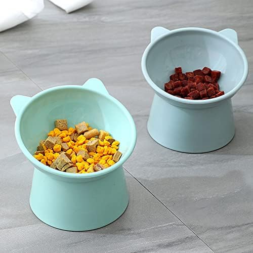 Tilted Elevated Cat Food Bowl - Cats Bowls Whisker Friendly Anti Vomiting Slanted Feeding Bowls Cute Shallow (Tall Cat Bowl-Green) - Image 4