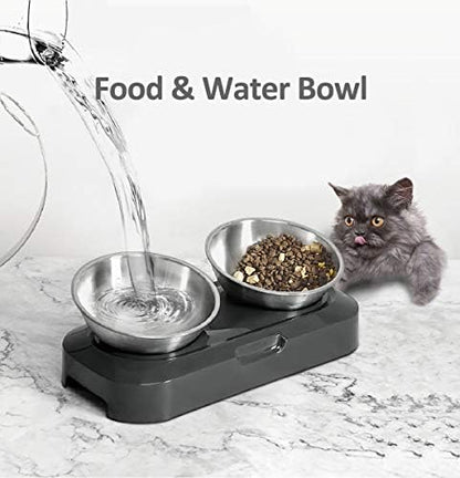 AYADA Raised Cat Food Bowl Stainless Steel 15 Degree Tilt (Double) - Image 4