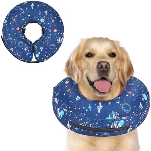 Supet Inflatable Dog Cone Collar Alternative After Surgery, Soft Donut Recovery E Collar for Neuter, Small Medium Large Dogs by Supet