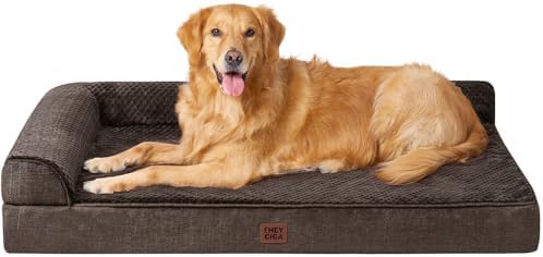 EHEYCIGA Extra Large Dog Bed Othorpedic, Memory Foam XL Dog Bed with Washable Removable Cover, Waterproof Pet Sofa Couch XLarge Size Dogs with Nonskid Bottom, 44x32x6.5, Brown by EHEYCIGA