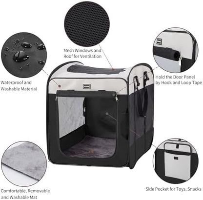 DONORO Dog Kennels and Crates for Medium Dogs, Portable Pop Up Indoor Pet Cage with Sturdy Wire Frame, Collapsible Travel Crate Soft Sided Cat Bag Escape Proof (Black, 28.0" L x 18.0" W x 22.0" H) - Image 2