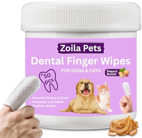 Dog & Cat Dental Wipes - Finger Toothbrush for Plaque, Tartar & Breath by ZoilaPets
