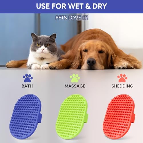 Dog bath brush, ROPO rubber massage dog shampoo brush, used for pet grooming, removing shedding fur, combing tangles and dead fur, suitable for pet dogs and cats (blue) - Image 5