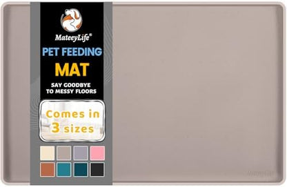 MateeyLife Silicone Cat & Dog Food Mat for Floors Waterproof, Anti-Slip Dog Bowl Mats for Food and Water, Pet Feeding Mats with Lip to Prevent Spills, Pet Placemat for Messy Drinkers to Protect Floors by MateeyLife