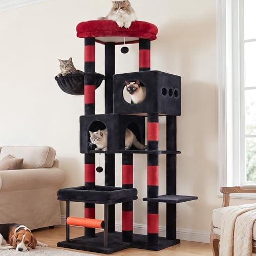 Hey-brother Cat Tree Tower with Stable L-Shaped Widen Base, Condo, MPJ086BR by Hey-brother