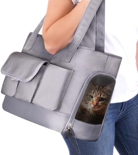 Dog Carrier, Cat Carrier, Pet Carrier, Foldable Waterproof Premium Oxford Cloth Dog Purse, Portable Bag Carrier for Small to Medium Cat and Small Dog（Grey） by WelcomeToJohomviin
