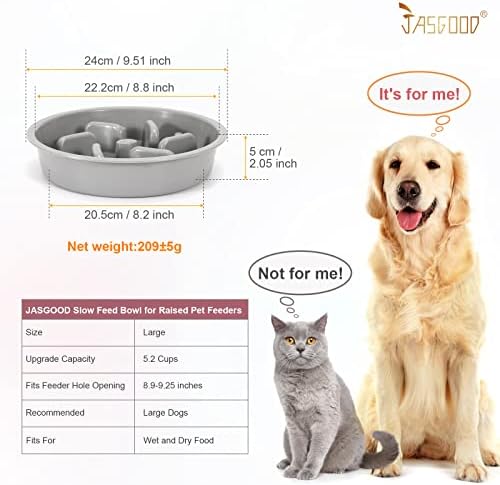 JASGOOD Largr Dog Slow Feeder Bowl - Reduce Slip Puzzle Bowl for Elevated Diners - Gray, Fit Opening 8.9"-9.25" - Image 4