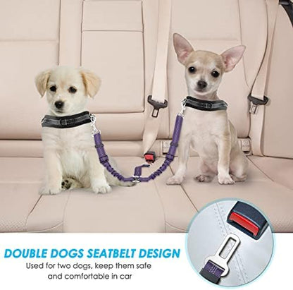 SlowTon Double Dog Seat Belt for Car with Elastic Bungee Buffer, Adjustable - Image 2