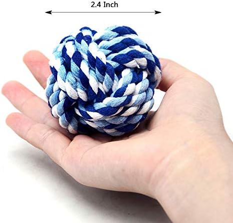 Pet Chew Toy, Knots Weave Cotton Rope, Biting Small Ball for Dogs & Cats, 6 in One Pack - Image 3