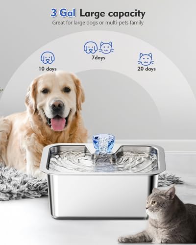 3 Gallon Stainless Steel Dog Water Fountain, Large Dogs, 2 Filters - Image 3